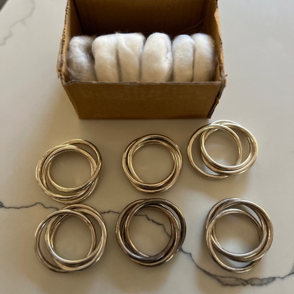 Crate & Barrel | 3-Ring Napkin Ring | Set of 12 - 6 brand new - Picture 3 of 5
